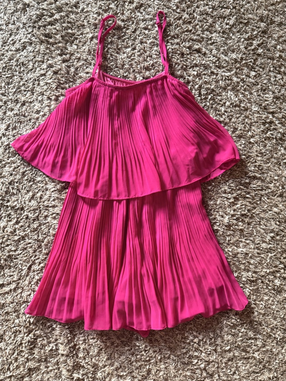 Exlura Hot Pink Pleated Mini Romper | Ruffle Overlay | Size S

📝 Description
